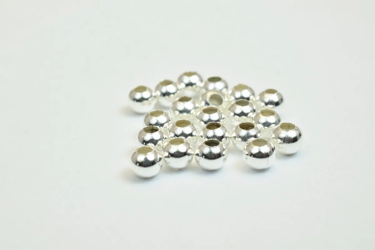 100 PCs Silver Plated Plain Round Beads 3mm Hole Size 1mm Item# 210001200082