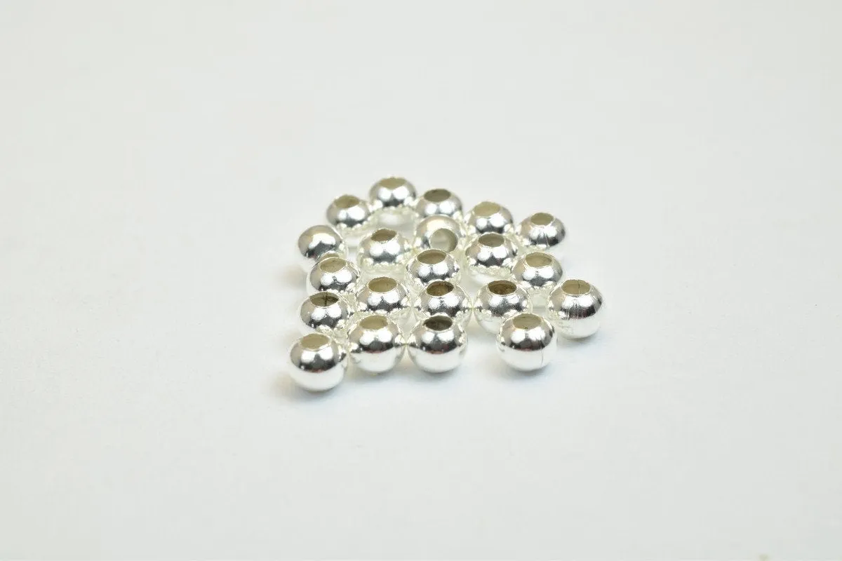 100 PCs Silver Plated Plain Round Beads 3mm Hole Size 1mm Item# 210001200082