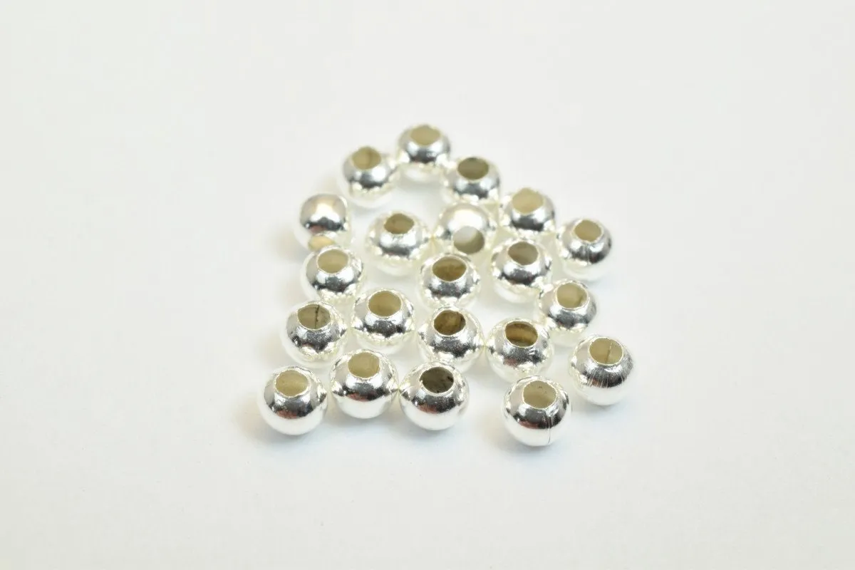 100 PCs Silver Plated Plain Round Beads 3mm Hole Size 1mm Item# 210001200082