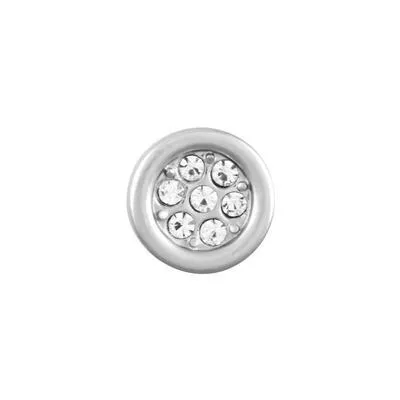 10mm Matte Silver Rhinestone Round Slider for 5mm Flat Leather