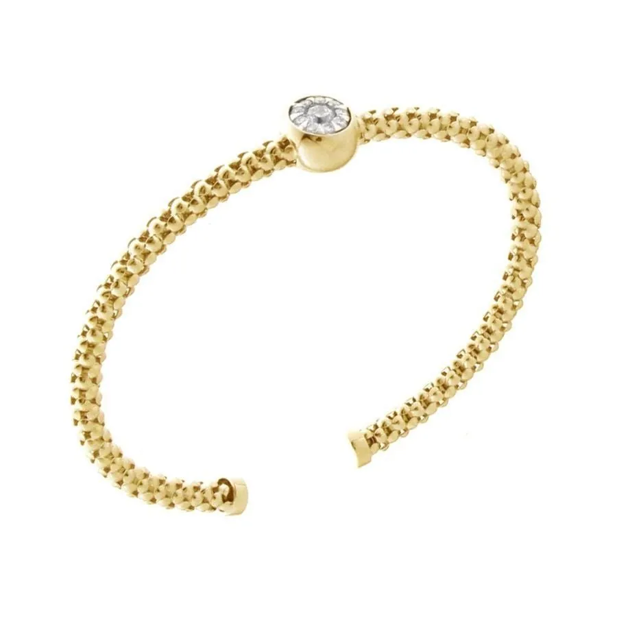 18ct Yellow Gold Diamond Cluster Stretch Bangle