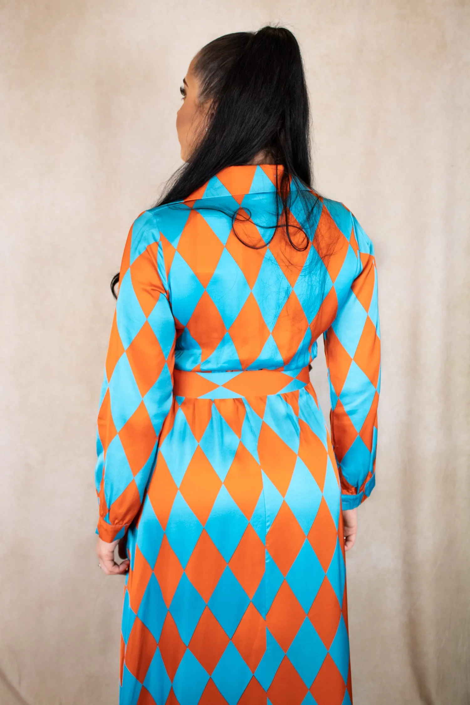 Blue and Orange Argyle Dress