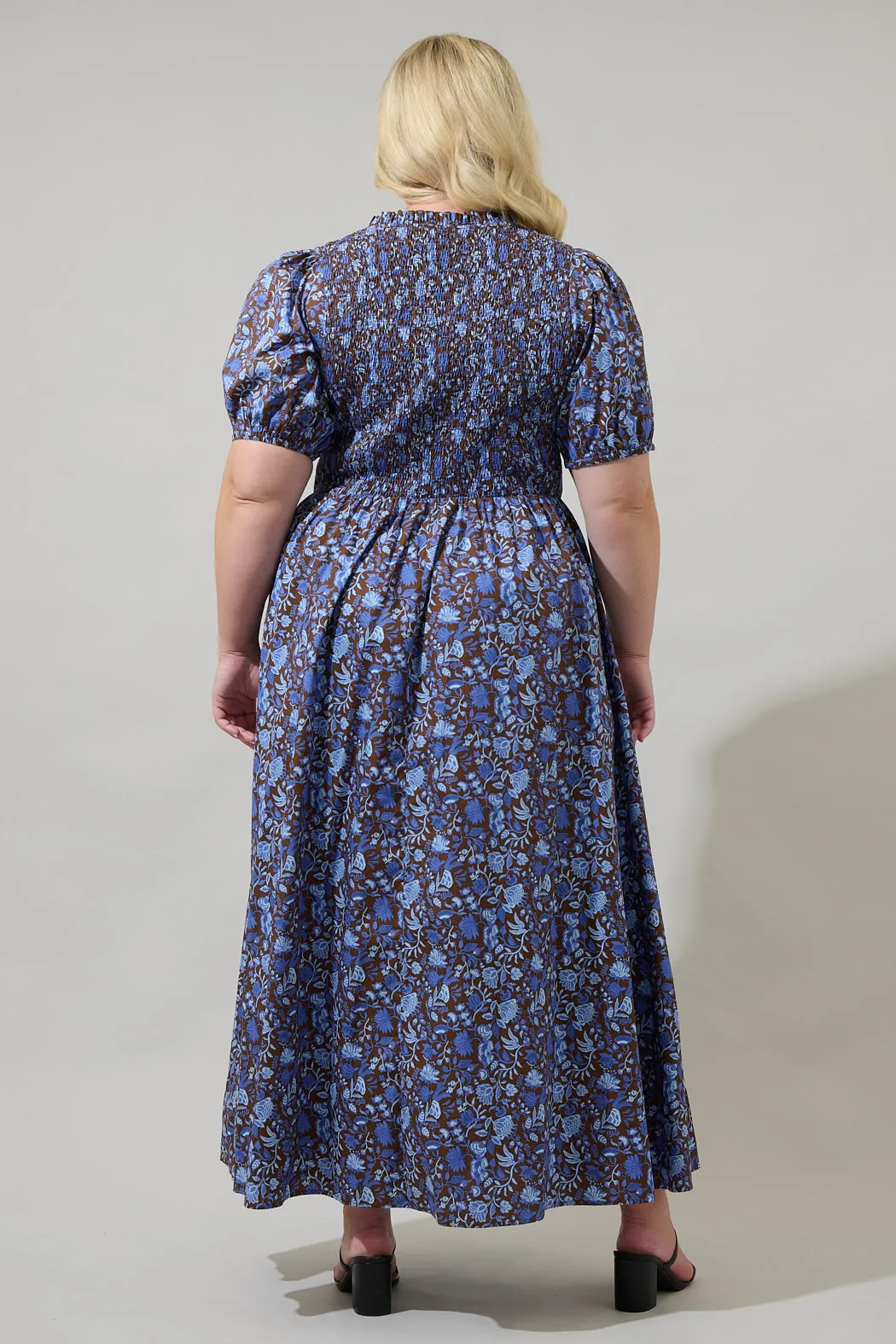 Bruceton Floral Brenty Smocked Midi Dress Curve