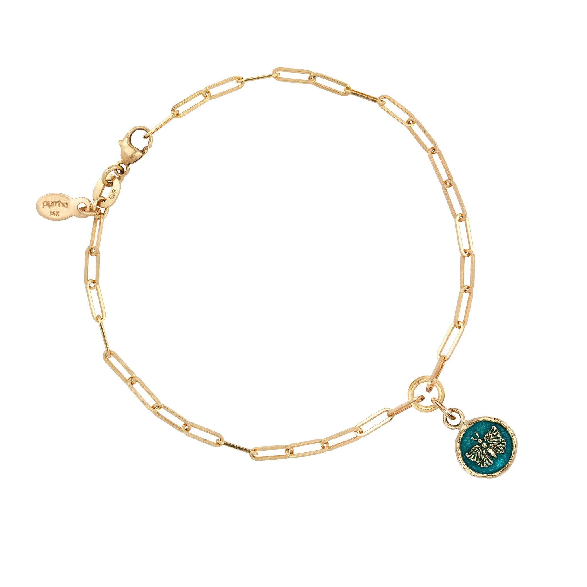 Butterfly 14K Gold Long Link Paperclip Chain Bracelet - True Colors