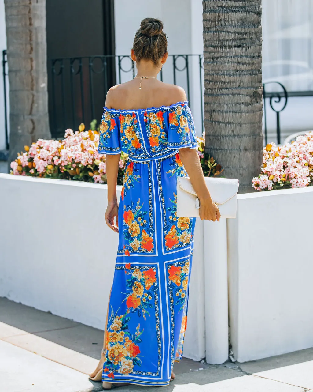 By Chance Floral Off The Shoulder Slit Maxi Dress