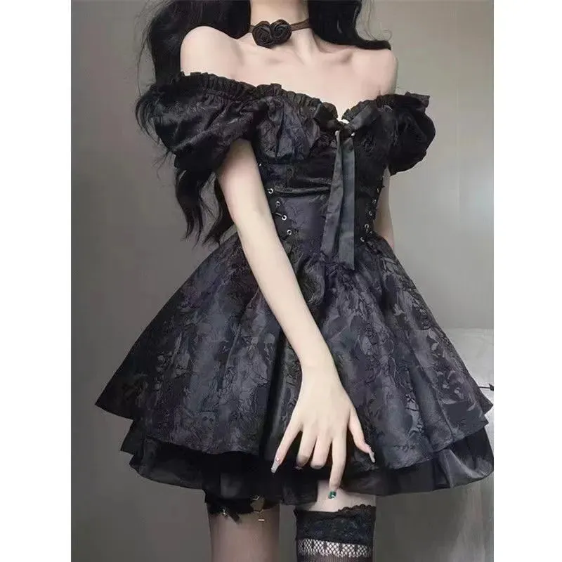 'Comeback' Black Gothic Grunge Mini Dress