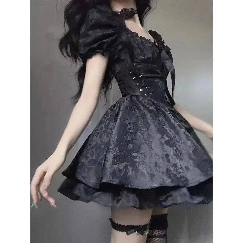 'Comeback' Black Gothic Grunge Mini Dress