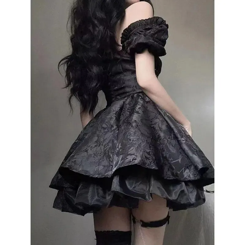 'Comeback' Black Gothic Grunge Mini Dress