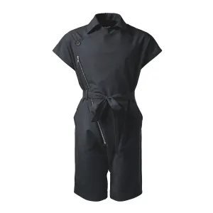 Jongens en meisjes zwarte katoenen jumpsuit 