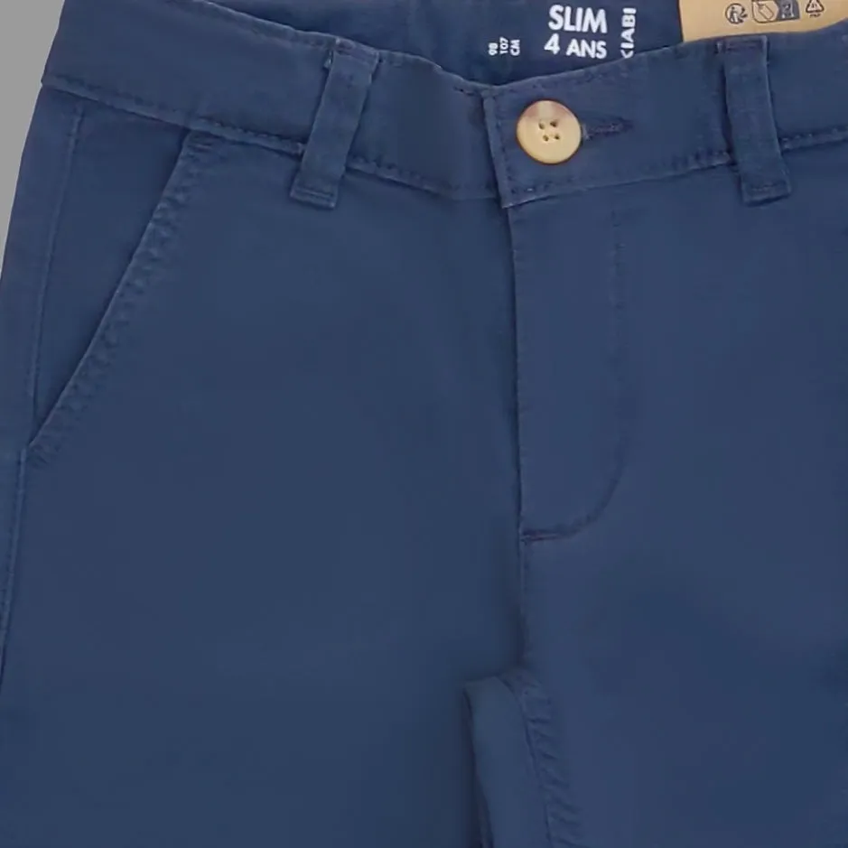 KB - Kids 'Navy' Stretchable Slim Cotton Pant KB909