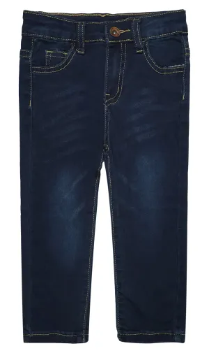 Little Girls Boys Elastic Band Straight Fit Soft Denim Jeans Pants