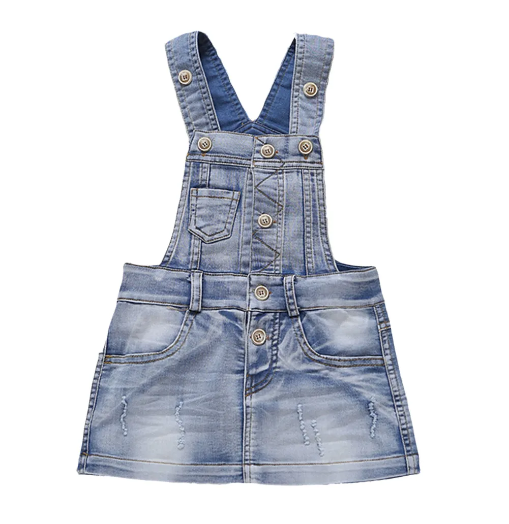 Little Girls Denim Overalls Dress Jeans Shortalls