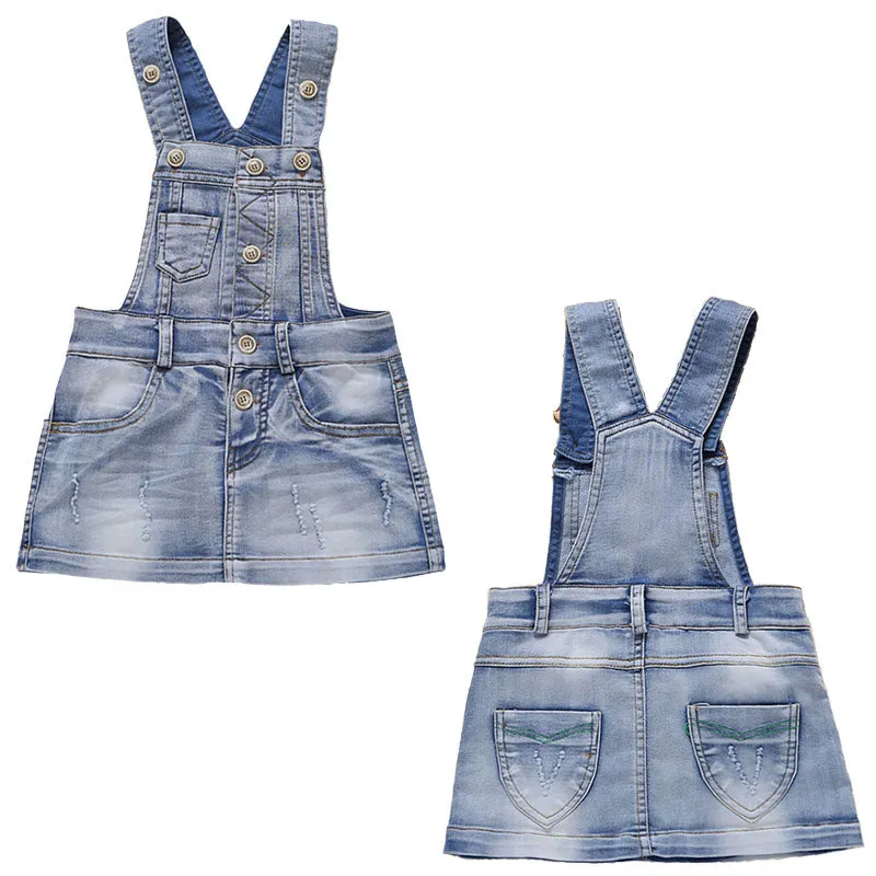 Little Girls Denim Overalls Dress Jeans Shortalls