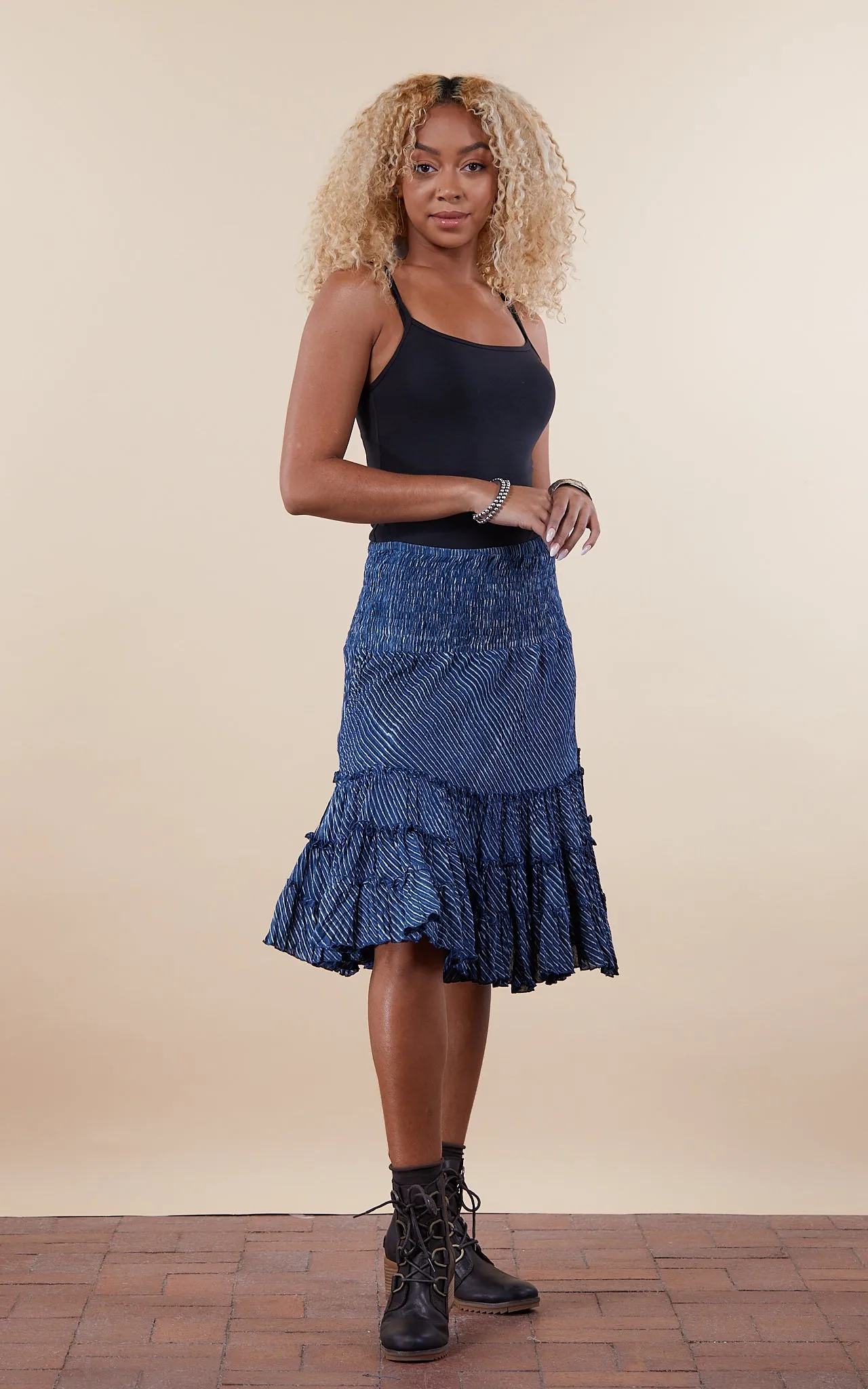 Lola Skirt, Mini, Indigo Stripe