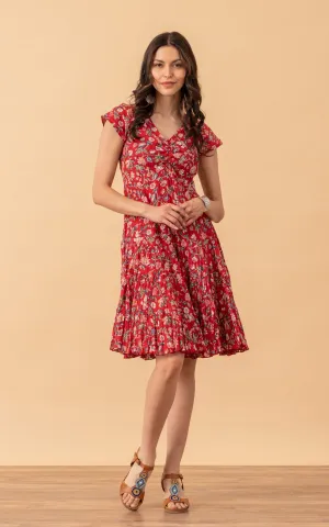 Paloma Dress, Short, Cap Sleeve, Wildflower Red