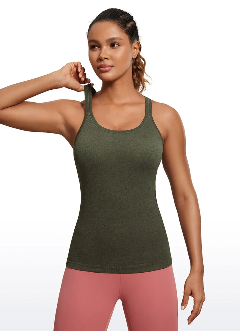 Seamless Ribbed Hip Length Tanks Racerback