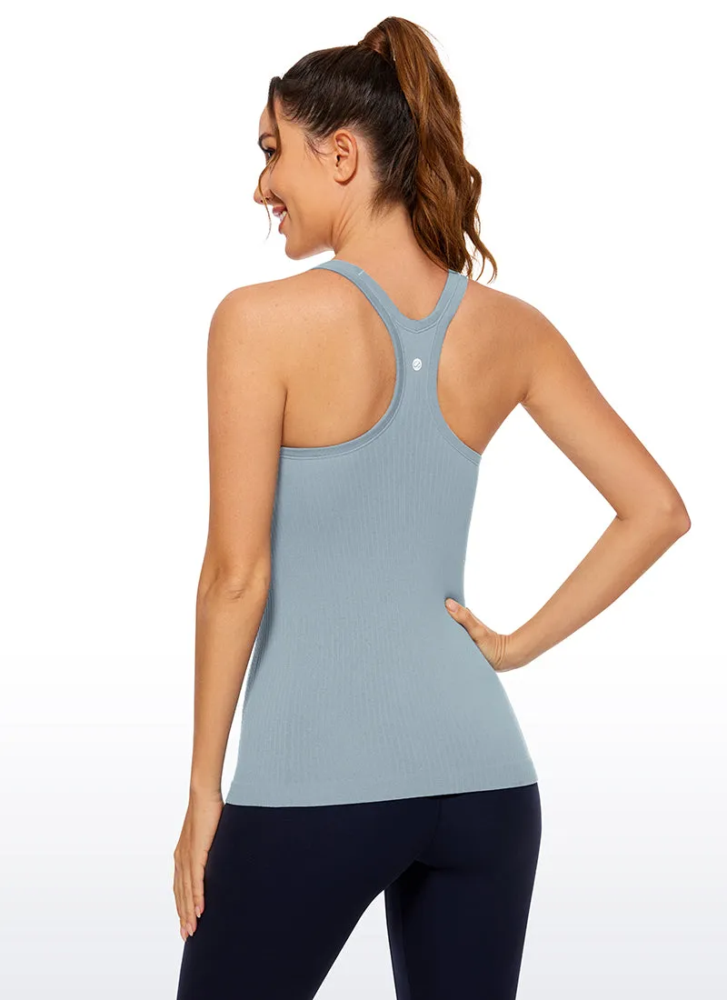 Seamless Ribbed Hip Length Tanks Racerback