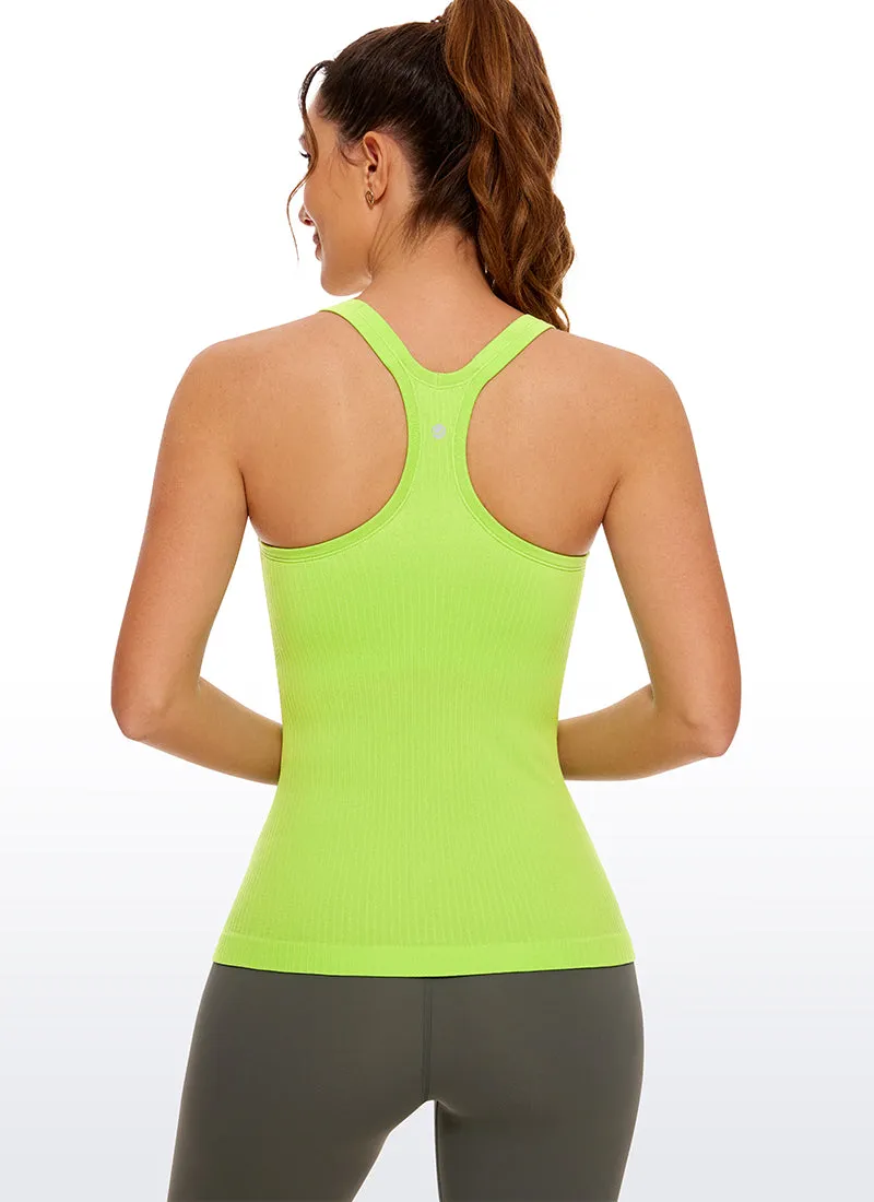 Seamless Ribbed Hip Length Tanks Racerback