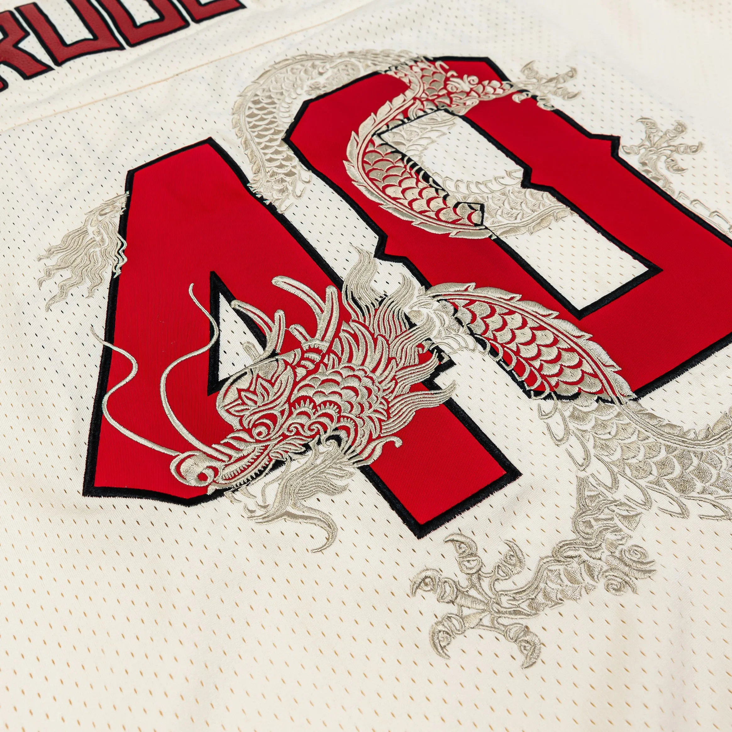 SP x Bruce Lee Dragon Mesh Mens Jersey (Beige/Red)