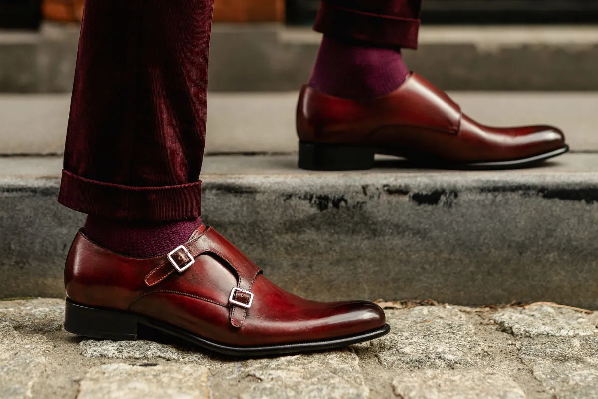 The Poitier Double Monk Strap - Oxblood